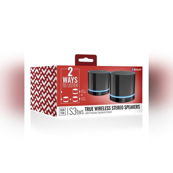 2 GenTek Bluetooth Speakers 2 way Black GT-14481 - Picture 3 of 4